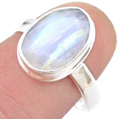5.02cts faceted natural rainbow moonstone 925 sterling silver ring size 8 u46463