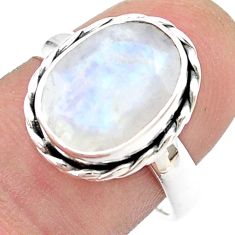 5.33cts faceted natural rainbow moonstone 925 sterling silver ring size 8 u46487