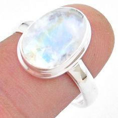 5.28cts faceted natural rainbow moonstone 925 sterling silver ring size 9 u46495