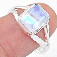 3.01cts faceted natural rainbow moonstone 925 sterling silver ring size 9 u60822