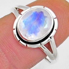 4.02cts faceted natural rainbow moonstone 925 sterling silver ring size 9 y13750