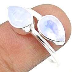 4.31cts faceted natural rainbow moonstone silver adjustable ring size 8 u34232