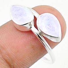 4.24cts faceted natural rainbow moonstone silver adjustable ring size 8 u34264
