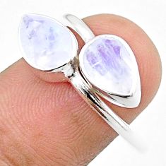 4.73cts faceted natural rainbow moonstone silver adjustable ring size 8 u34278