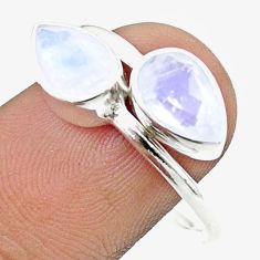 4.81cts faceted natural rainbow moonstone silver adjustable ring size 9 u34235