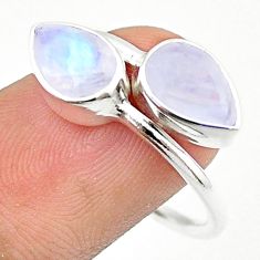 4.88cts faceted natural rainbow moonstone silver adjustable ring size 9 u34267