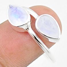4.82cts faceted natural rainbow moonstone silver adjustable ring size 9 u34268