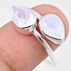 4.22cts faceted natural rainbow moonstone silver adjustable ring size 9 u34272