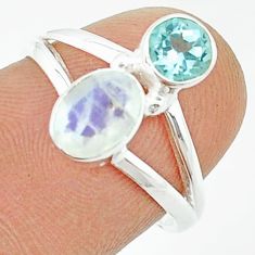 2.46cts faceted natural rainbow moonstone topaz 925 silver ring size 7 u36532