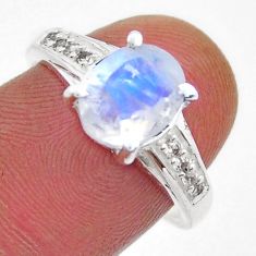 3.37cts faceted natural rainbow moonstone topaz 925 silver ring size 7 y25118
