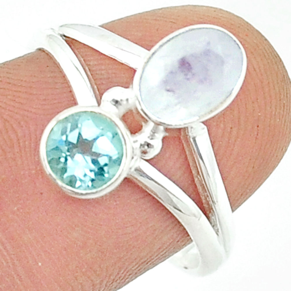 2.45cts faceted natural rainbow moonstone topaz 925 silver ring size 8 u36557