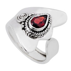 1.28cts faceted natural red garnet 925 silver adjustable ring size 6.5 n35460