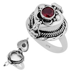 0.78cts faceted natural red garnet 925 silver poison box ring size 5.5 n39093