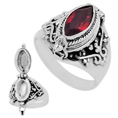 2.47cts faceted natural red garnet 925 silver poison box ring size 6.5 n39129