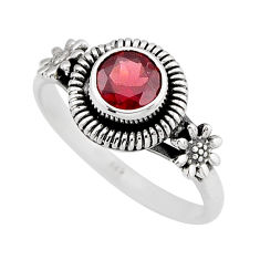 1.10cts faceted natural red garnet 925 sterling silver flower ring size 8 y64976