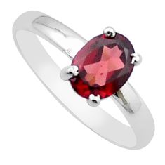 2.29cts faceted natural red garnet 925 sterling silver ring size 7 u35094