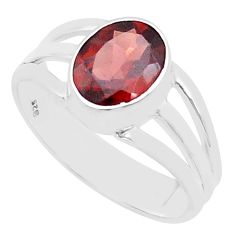 3.09cts faceted natural red garnet 925 sterling silver ring size 7 u60682
