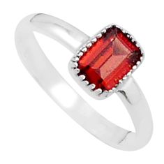 1.55cts faceted natural red garnet 925 sterling silver ring size 8 u35639
