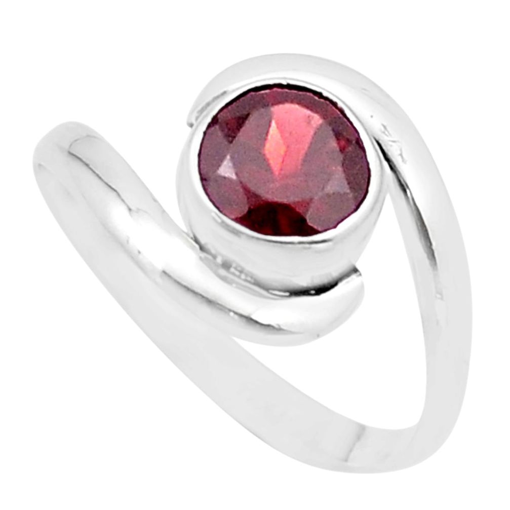 2.61cts faceted natural red garnet 925 sterling silver ring size 7.5 u39728