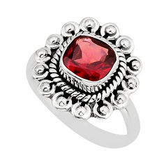 2.44cts faceted natural red garnet 925 sterling silver ring size 6.5 y75899