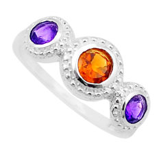 2.48cts faceted natural red garnet amethyst round 925 silver ring size 8 u35366