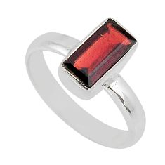 3.62cts faceted natural red garnet baguette sterling silver ring size 8 y69869