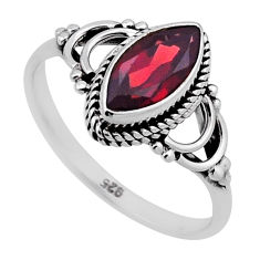 2.41cts faceted natural red garnet marquise shape 925 silver ring size 9 n47250