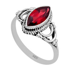 2.40cts faceted natural red garnet marquise sterling silver ring size 8.5 n52649