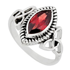 2.72cts faceted natural red garnet marquise sterling silver ring size 7 y80942
