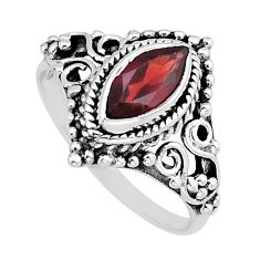2.32cts faceted natural red garnet marquise sterling silver ring size 8 y66405