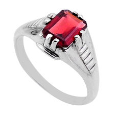 1.97cts faceted natural red garnet octagan sterling silver ring size 7 n54933