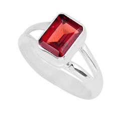 2.09cts faceted natural red garnet octagan sterling silver ring size 7 y16635