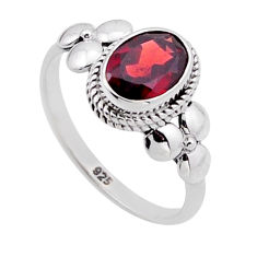 2.16cts faceted natural red garnet oval 925 sterling silver ring size 6.5 n52626