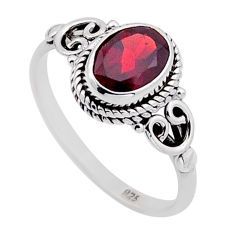 1.81cts faceted natural red garnet oval 925 sterling silver ring size 8.5 n52662