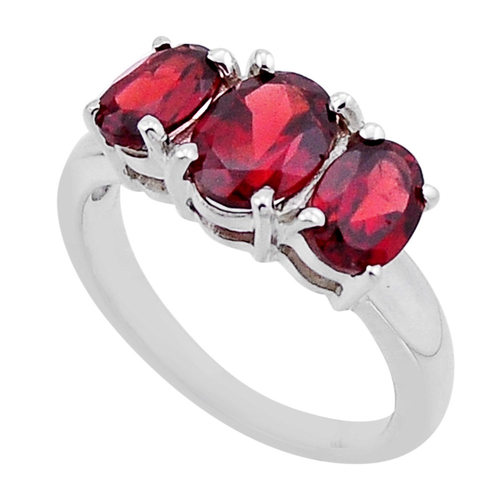 4.84cts faceted natural red garnet oval 925 sterling silver ring size 7 n54796