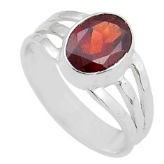 3.13cts faceted natural red garnet oval 925 sterling silver ring size 7 u90978