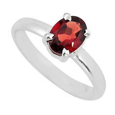 2.25cts faceted natural red garnet oval 925 sterling silver ring size 7 y80590