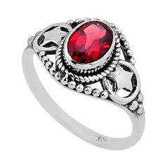 1.41cts faceted natural red garnet oval 925 sterling silver ring size 8 n54686
