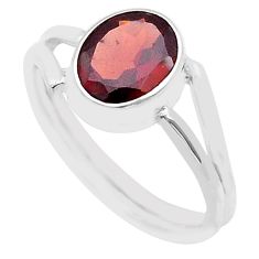 3.18cts faceted natural red garnet oval 925 sterling silver ring size 8 u60709