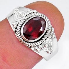 1.96cts faceted natural red garnet oval 925 sterling silver ring size 8 y17607