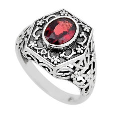 2.12cts faceted natural red garnet oval 925 sterling silver ring size 8 y66911