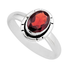 2.20cts faceted natural red garnet oval 925 sterling silver ring size 7.5 y64296