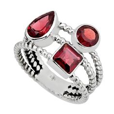 3.23cts faceted natural red garnet pear 925 sterling silver ring size 10 y82610