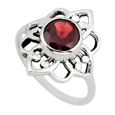 2.11cts faceted natural red garnet round 925 sterling silver ring size 6 y82662