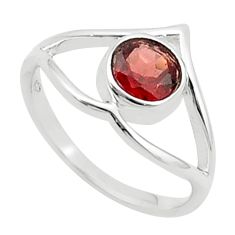 1.03cts faceted natural red garnet round 925 sterling silver ring size 7 u36850