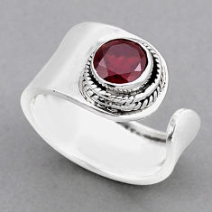 2.46cts faceted natural red garnet round shape 925 silver adjustable ring n14008