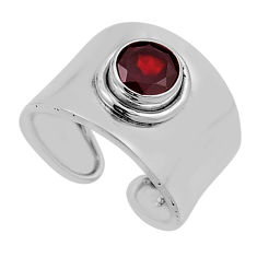 2.40cts faceted natural red garnet round silver adjustable ring size 6 n16576