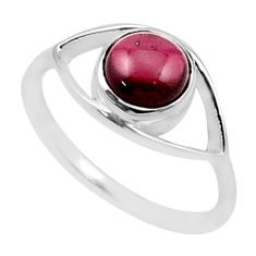 2.41cts faceted natural red garnet round sterling silver ring size 7.5 u36945