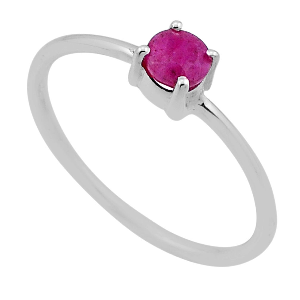 0.75cts faceted natural red ruby 925 sterling silver ring jewelry size 10 n45825