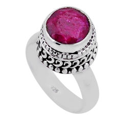 4.65cts faceted natural red ruby 925 sterling silver ring jewelry size 6 n42149